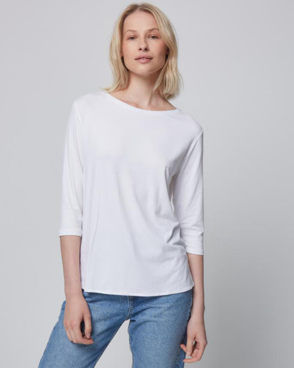 Soft Touch 3/4 Sleeve Relaxed Boatneck | Blanc