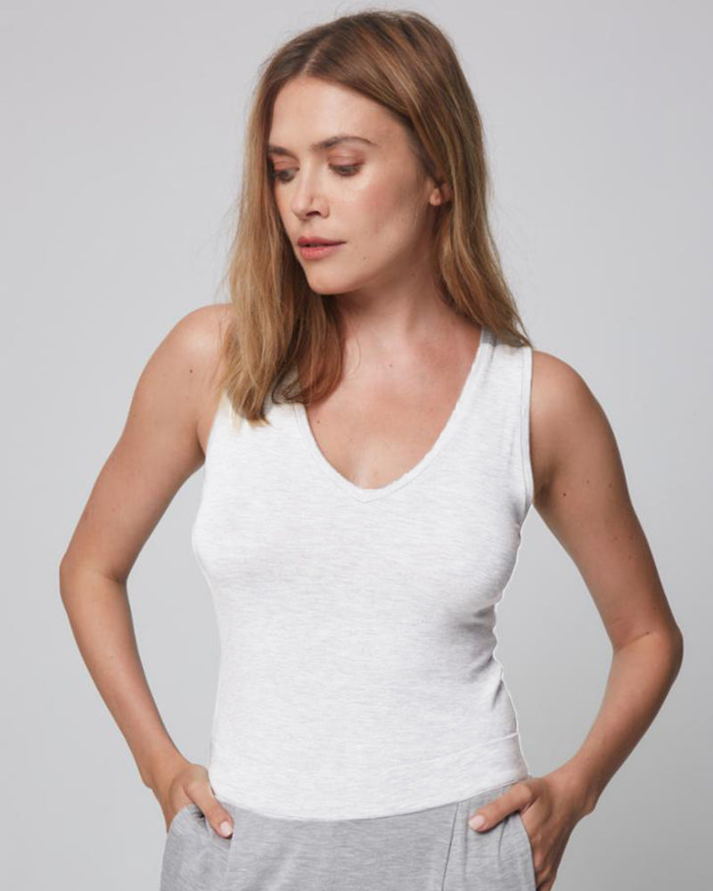 Soft Touch V Neck Tank | Milk