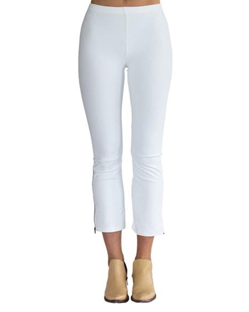 Mitra Tech Stretch Crop Side Zip Legging | White