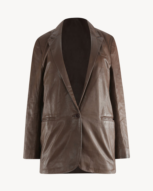 Mocha leather blazer