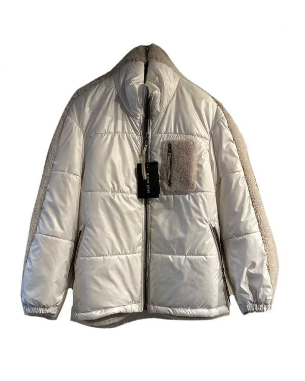 Olive Shearling Jacket | White/Ivory