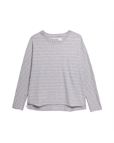 Continuous Sleeve Sweatshirt | Grey Melange & Archie Blue Stripe