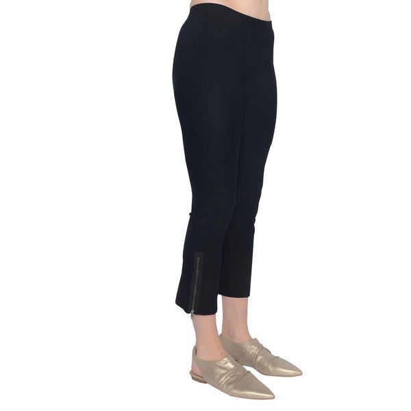 Mitra Cropped Side Zip Legging | Black