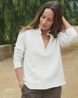 Popover Henley Sweatshirt | Vintage White