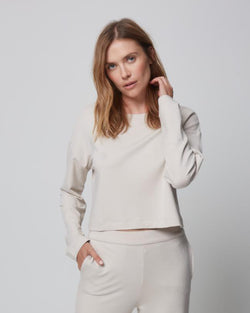 French Terry Cropped Raglan Pullover | Cloud