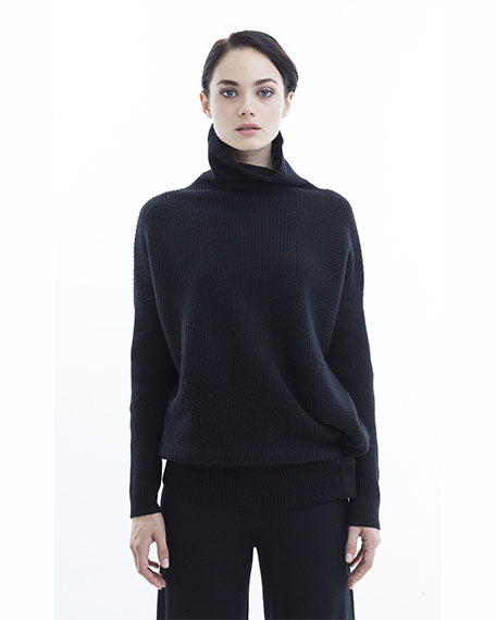 Wool & Cashmere Rib Turtleneck Pullover | Black