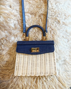 Small Paris Navy Croco Bag