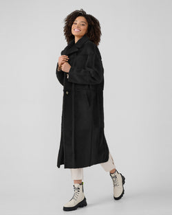 Romi Maxi Reversible Shearling Coat | Black