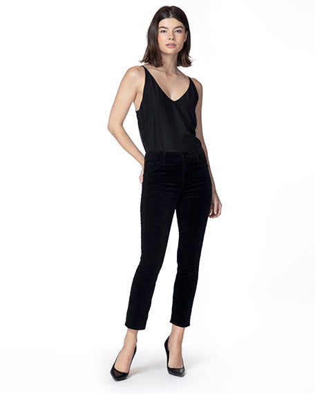 Ruby High-Rise Velvet Cigarette Pant | Black