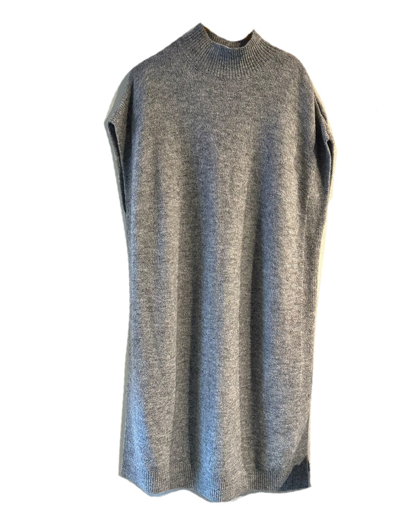 Spencer T Neck Long Vest | Grey Melange