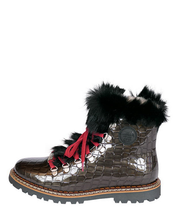 Splugen Fur Bootie | Anthracite Croc