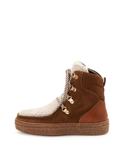 Taelyn Suede Shearling Bootie | Walnut Caramel