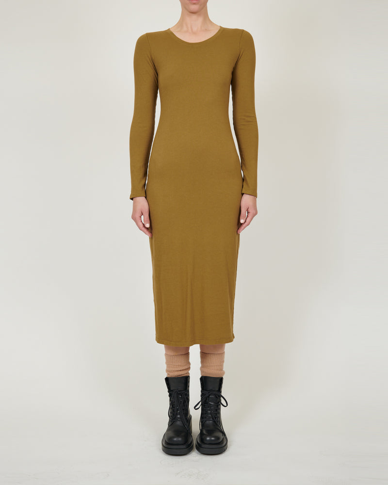 Fitted Long Sleeve Dress | Tobacco