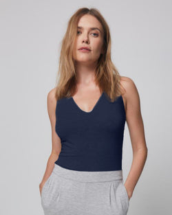 Soft Touch V Neck Tank | Marine