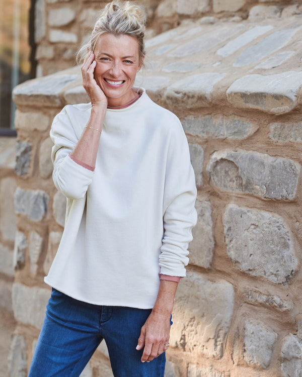 Effie Long Sleeve Funnel Neck Capelet | Vintage White