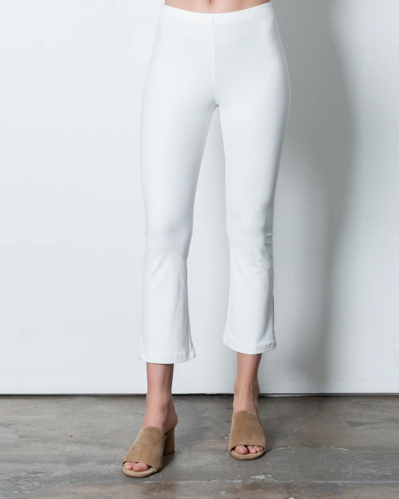 Mita Crop Flare With Leather | White Perforated