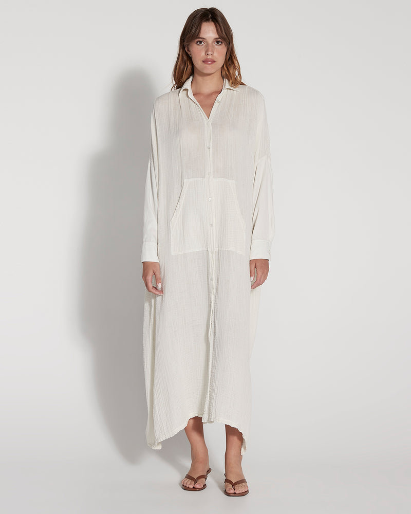 Dirty White Caftan Shirt Dress