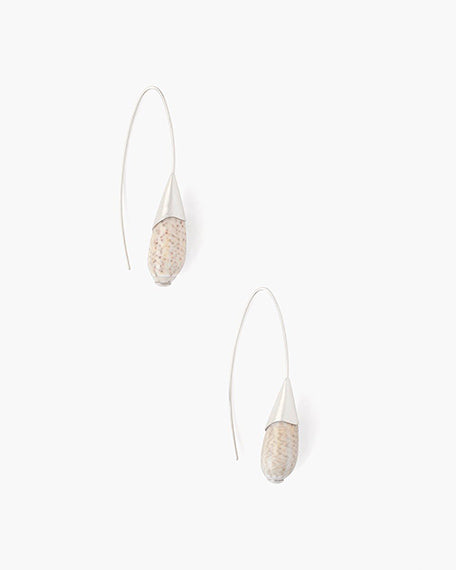 Shell Thread Through Earring | White