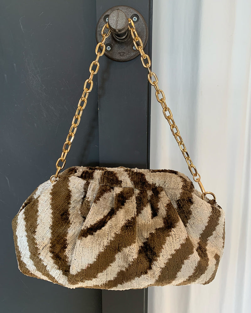 Brown Tiger Silk Pinup Bag