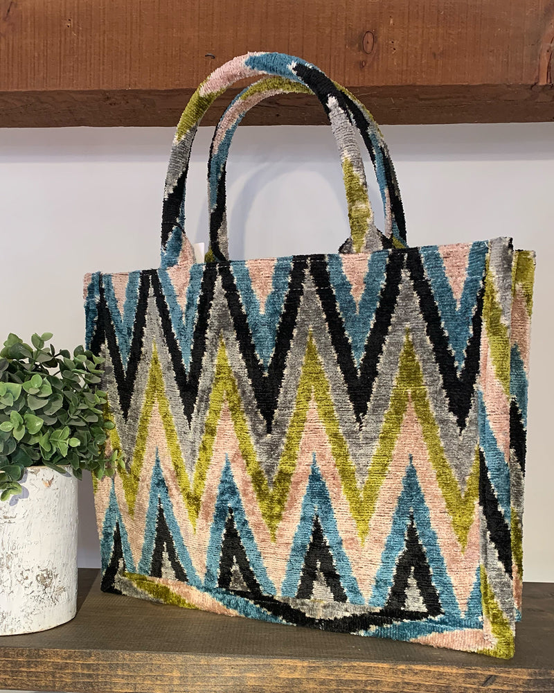 Lime & Blue Zig Zag Large Tote